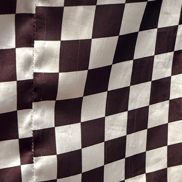 Dressed in LALA Checkered Brown and Cream Midi Satin Skirt - Picture 6 of 8